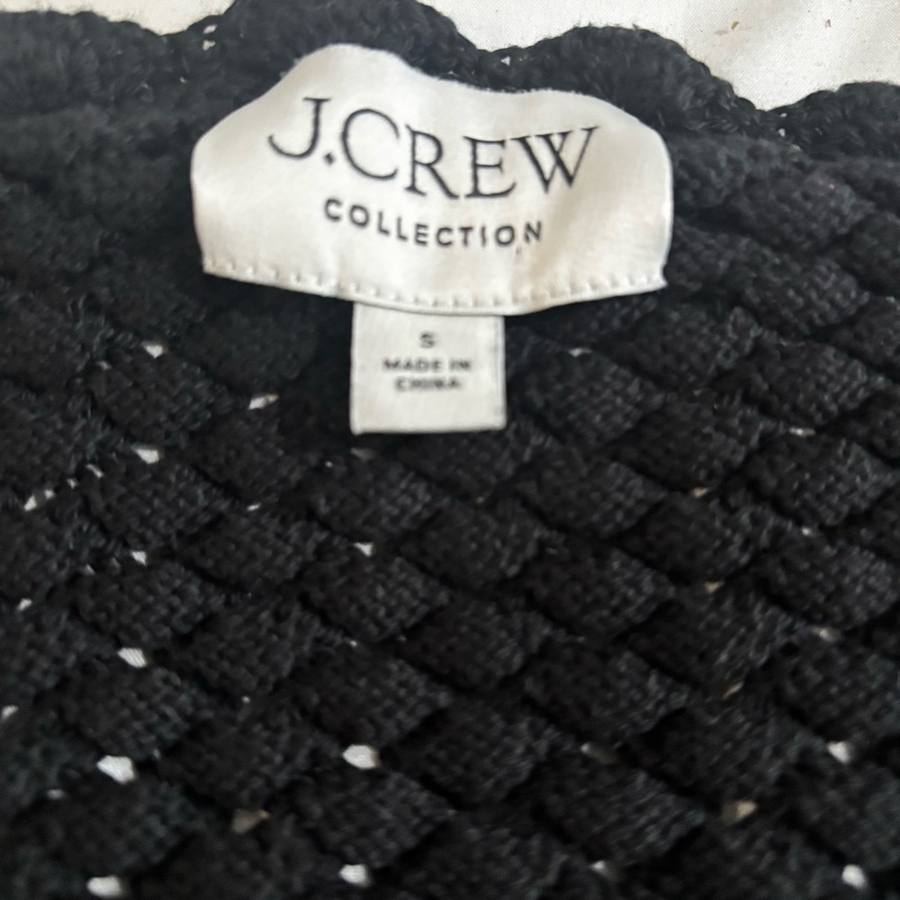 J. Crew Black Cropped Scallop-Edge Knit Cardigan - Picture 3 of 5